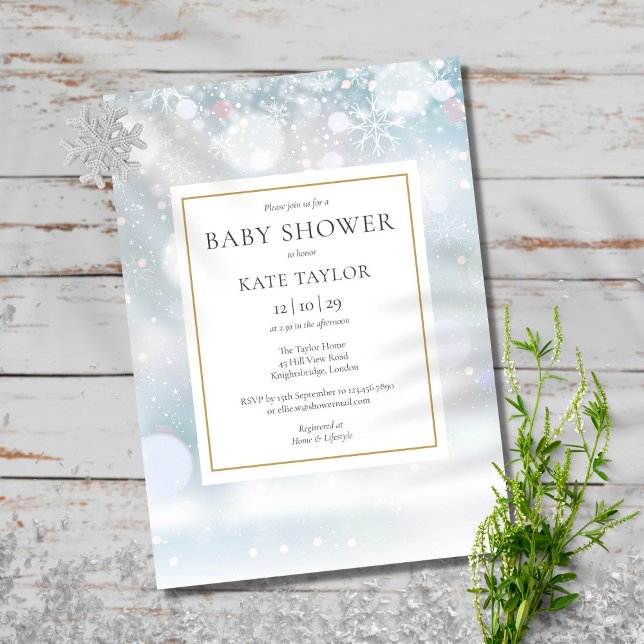 Elegant First Winter Snowflakes Baby Shower Invitation (Creator Uploaded)