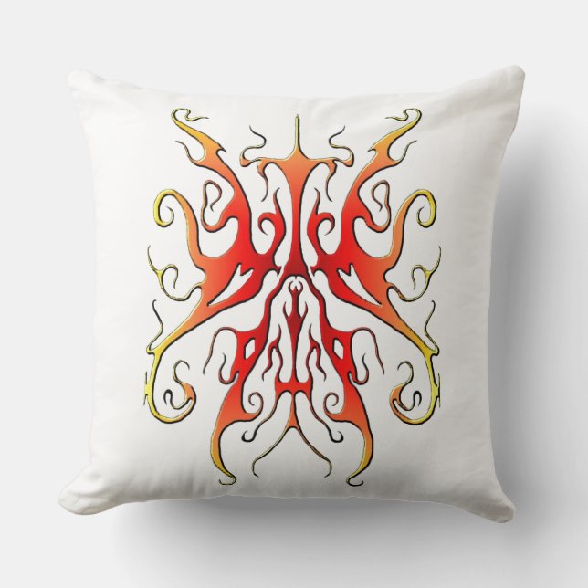 Elegant Flame Tribal Mask Abstract Design Throw Pillow (Front)