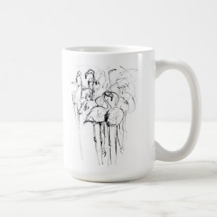 Elegant Flamingo Flock Sketch Coffee Mug