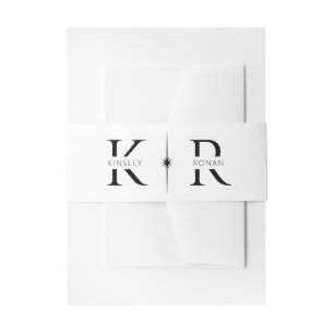 Elegant Flare Monogram Wedding Invitation Belly Band