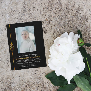 Elegant Flat Black Photo Memorial Program