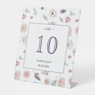 Elegant Flat Modern Botanical Green Table Numbers Pedestal Sign