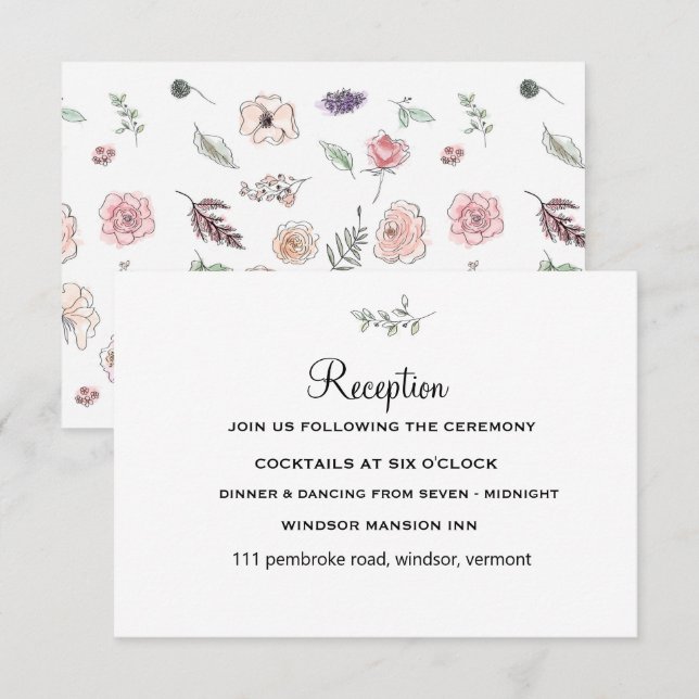 Elegant Flat Modern Botanical Green Wedding Invitation (Front/Back)