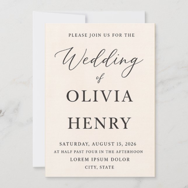 Elegant Flat Wedding Invitation – 5x7 Inch (Front)