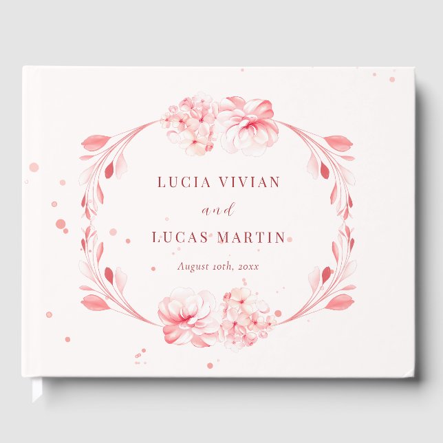 Elegant Flawless Sakura Pink Dream Wedding  Guest Book (Front)