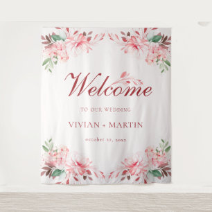 Elegant Flawless Sakura Pink Dream Wedding Welcome Tapestry