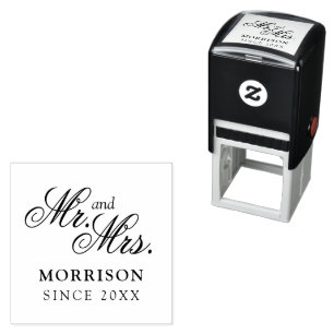 Elegant Flemish Script Timeless Romantic Style Self-inking Stamp
