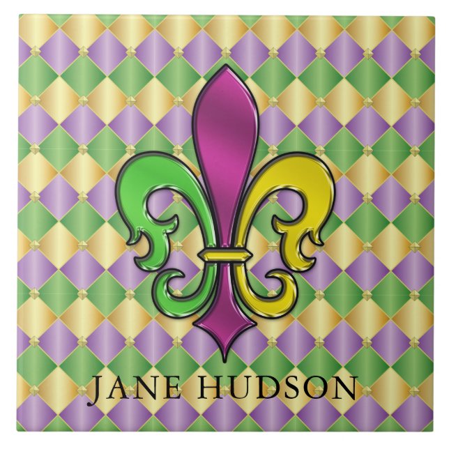 Elegant Fleur De Lis Design Ceramic Tile (Front)