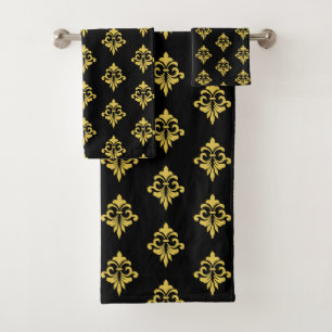 Élégant Fleur de Lis dorée sur fond noir