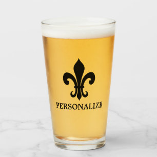 Elegant fleur de lis icon custom beer glass gift