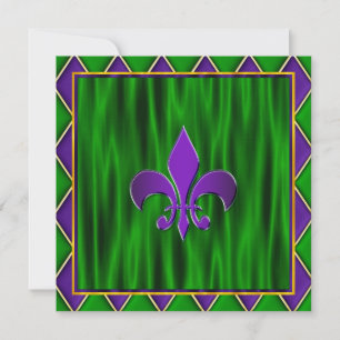 Elegant Fleur De Lis Mardi Gras Wedding Invitation