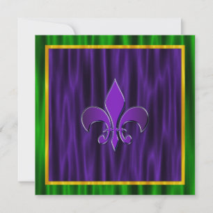 Elegant Fleur De Lis Mardi Gras Wedding Invitation