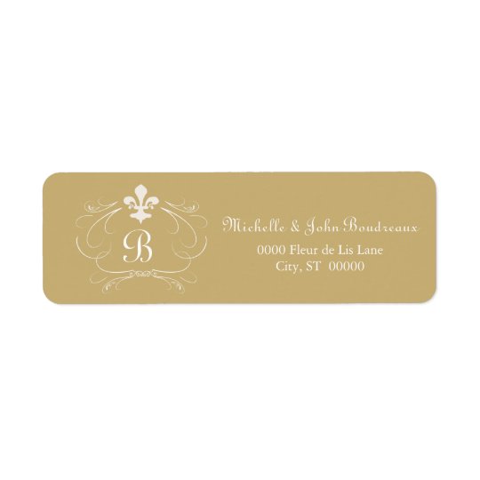 Elegant Fleur de Lis Monogram Return Address Label