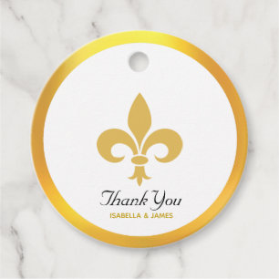 Elegant Fleur de Lis on Black Thank You Wedding Favour Tags