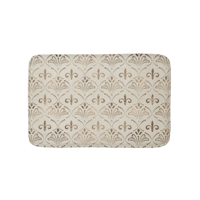 Elegant Fleur-de-lis pattern - pastel gold Bath Mat (Front)