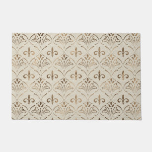 Elegant Fleur-de-lis pattern - pastel gold Doormat