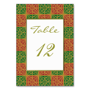 Elegant Fleur-de-lis Red Green Custom Table Card