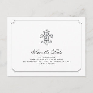 Elegant Fleur de Lis Save the Date 2 Announcement Postcard