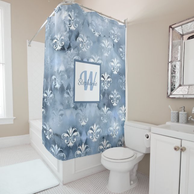 Elegant Fleur-de-Lis - Vintage Blue French (In Situ)