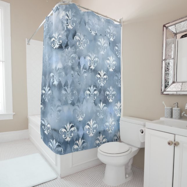 Elegant Fleur-de-Lis - Vintage Blue French (In Situ)