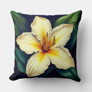 Élégant Fleur de Lys Tropical - Coussin de Jet
