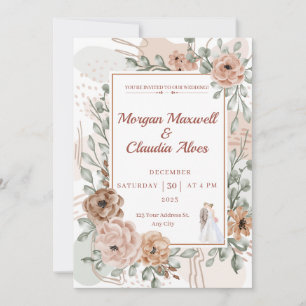 Elégant Fleur pleine nature Aquarelle Invitation