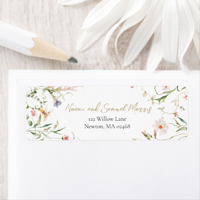 Elégant Fleur sauvage Aquarelle Delicate Mariage (En situation)