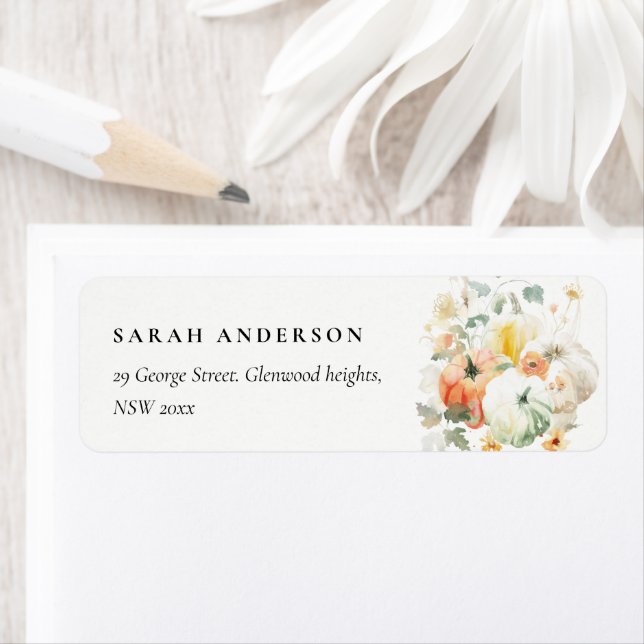 Elégant Fleur sauvage Automne Citrouille Aquarelle (En situation)