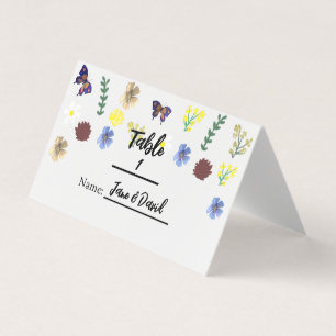 Elégant Fleur sauvage Boho Cartes de la Place Blan