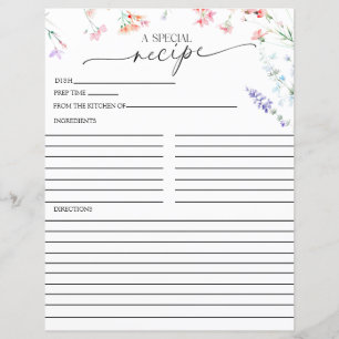 Elegant Fleur sauvage Boho   Cartes recettes