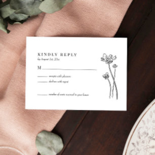 Elégant Fleur sauvage Boho Wedding Carte RSVP