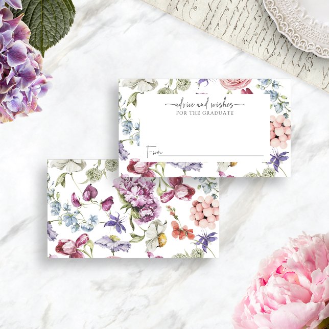 Elégant Fleur sauvage - Cartes d'Avis de Graduatio (Elegant Wildflower Graduation Advice Cards by Painted Paperie
)