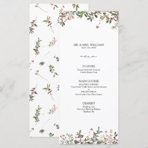 Elégant Fleur sauvage d'hiver Berry Mariage Menu