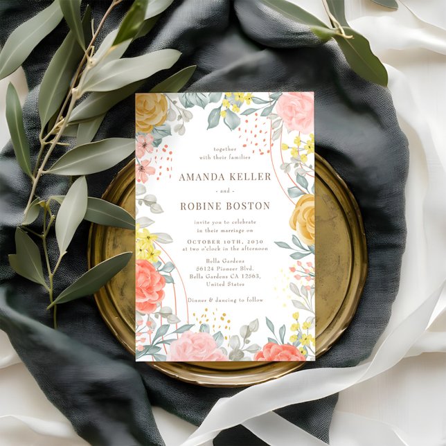 Elégant Fleur sauvage Garden Wedding Invitation (Créateur téléchargé)