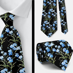 Élégant Fleur sauvage noir clair Cravate