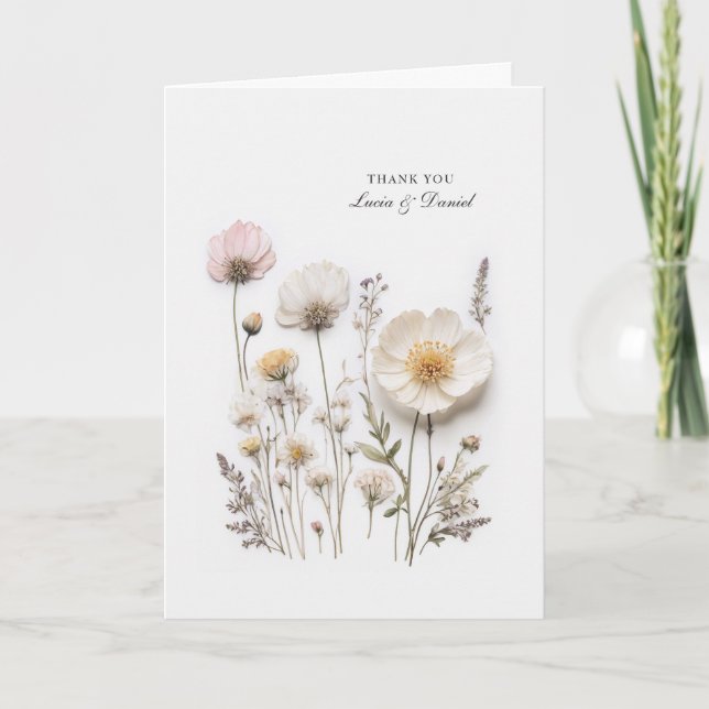 Élégant Fleurs sauvages habillés Carte de remercie (Devant)