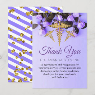 Elégant Fleurs violettes Docteur Carte de remercie