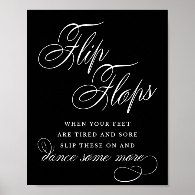 Elegant Flip Flops White Calligraphy | Favor Sign (Front)