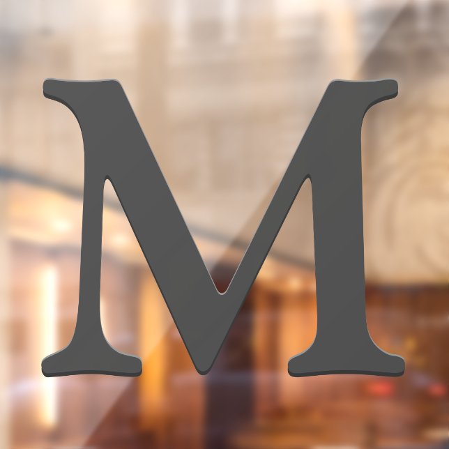 Elegant Floating Dark Grey Custom Monogram Letter Window Cling (Sheet 2)