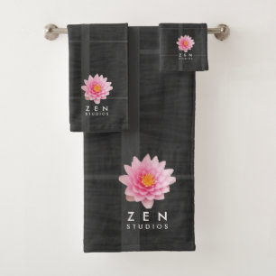 Elegant Floating Pink Lotus Flowers Bath Towel Set