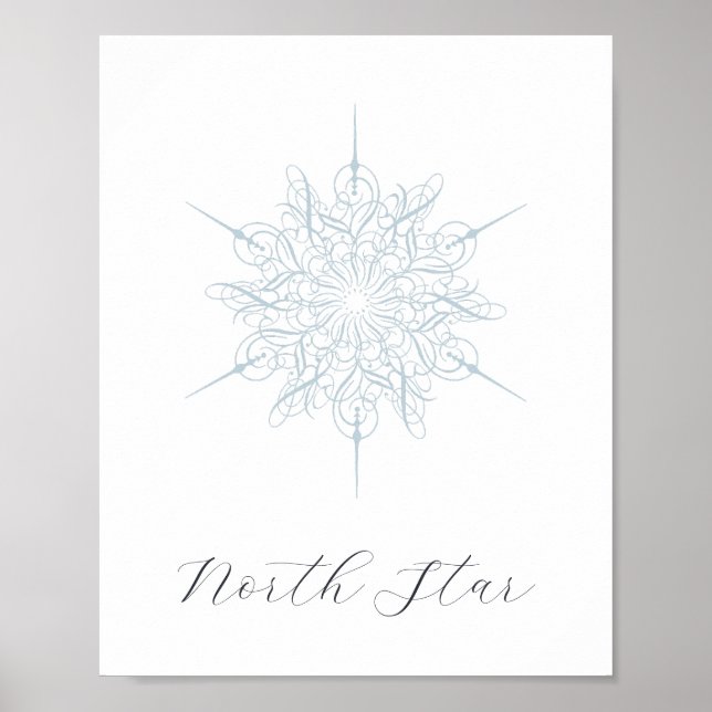 Élégant flocon de neige bleu glace affiche de l'ét (Devant)