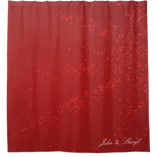 Élégant Flocon de neige rouge rideau de douche de  (Devant)