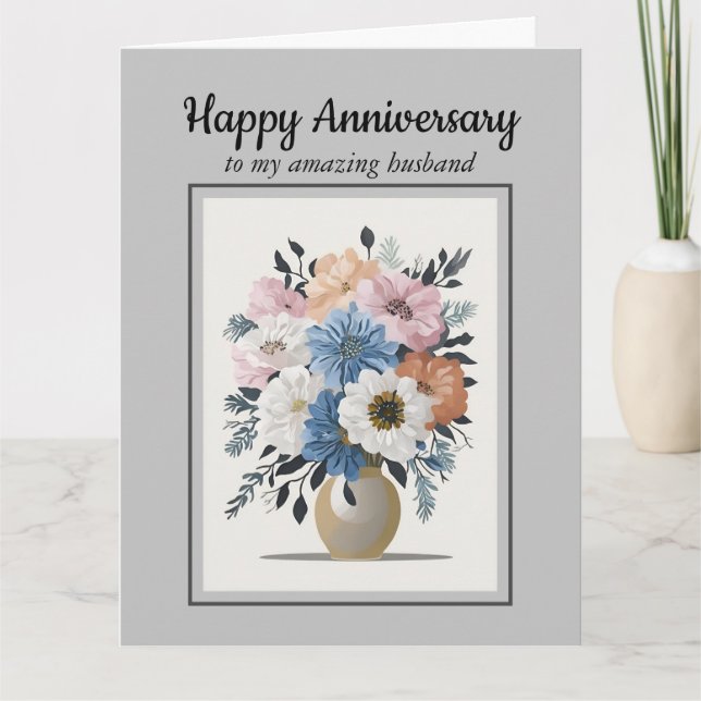 Elegant Flora Blooming Together Anniversary Card (Front)