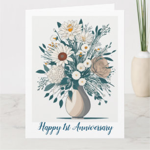 Elegant Flora Modern Art Anniversary Card