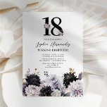 Elegant Floral 18th Birthday Party Invitation<br><div class="desc">Set the tone for a memorable milestone celebration with our 18th birthday party invitations. The classic white backdrop beautifully contrasts the rustic black & lilac watercolor florals, making the invite an absolute visual treat. Paired with a chic eighteen birthday celebration text template that you can personalize, these invitations are a...</div>