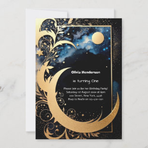 Elegant Floral 1st Birthday Invitation