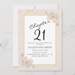 Elegant Floral 21st birthday Invitation