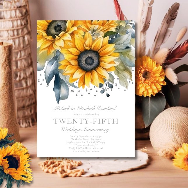 Elegant Floral 25th Wedding Anniversary Invitation (Creator Uploaded)