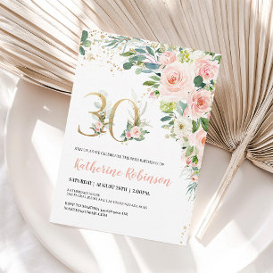 Elegant Floral 30th Birthday Invitation for Her