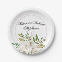 Elegant Floral 50th Birthday Paper Plate